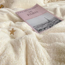 GobekUsa Berber Fleece Star Bear Embroidery Bedding Set - Cream White, Winter Home Textiles