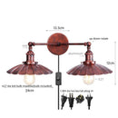 GobekUsa Industrial Retro LED Wall Lamp with Two Heads and Pull Chain Switch