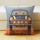 GobekUsa Cartoon Dog Car Drive Pillow Cover 45x45cm Linen Sofa Home Decor