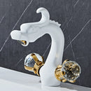 GobekUsa Gold Crystal Double Handle Basin Faucet for Bathroom Sink Mixer Tap