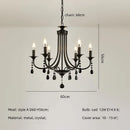 GobekUsa Black Metal Crystal Chandelier: Artistic LED Lighting for Home Decor