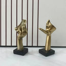 GobekUsa Golden Abstract Mask Statue 16cm Art Figure Thinker for Home Office Decor