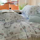 GobekUsa Lace Ruffles Floral Velvet Patchwork Duvet Cover Bedding Set