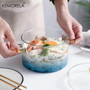 GobekUsa Gradient Color Glass Saucepan Pot | Heat-Resistant Casserole Cookware