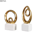 GobekUsa Gold Chain Abstract Ceramic Statue Desk Decoration Ornaments Sculpture Aesthetics