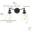 GobekUsa Black LED Wall Sconce 2-Head Lamp for Bedroom Bathroom Mirror