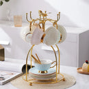 GobekUsa Gold Porcelain Tea Set 200ml Elegant Coffee Cup Saucer Spoon Set