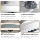 GobekUsa LED Silent Ceiling Fan Light Control Modern Bedroom Living Room Indoor Decor