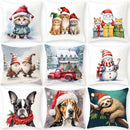 GobekUsa Cartoon Animal Christmas Pillowcase: Decorative Sofa Cushion Cover for Living Room