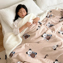 GobekUsa Cartoon Lamb Wool Blanket: Double-Layered, Thick & Warm for Children & Adults