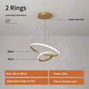 GobekUsa Gold Circle Rings Chandelier LED Pendant Light for Living Room, Kitchen, Dining Room