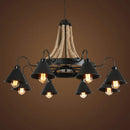 GobekUsa Industrial Hemp Rope Pendant Light with Iron Lampshade
