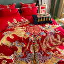 GobekUsa Luxury Gold Loong Phoenix Embroidery Bedding Set, 1000TC Egyptian Cotton