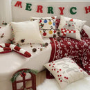 GobekUsa Christmas Bell Red Geometric Tufted Throw Pillow Cover for Holiday Party Home Decor