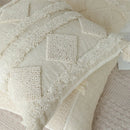 GobekUsa Boho Beige White Tufted Tassel Pillow Cover Set