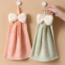 GobekUsa Bowknot Microfiber Hand Towels Soft & Absorbent Coral Velvet for Kitchen & Bathroom