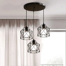 Vintage 3-Light Black Metal Pendant Chandelier