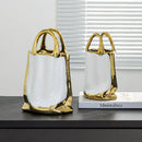 GobekUsa Gold Handbag Vase: Creative Ceramic Floral Arrangement Terrarium Home Decor