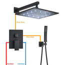 GobekUsa LED Black Wall Mounted Shower Faucet Set with Rainfall Shower Head