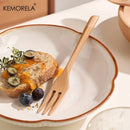 GobekUsa 2-Piece Wooden Fork and Spoon Set | Korean-Inspired Tableware for Desserts and Rice