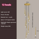 GobekUsa Loft Black LED Stair Chandelier for Modern Living Room and Restaurant