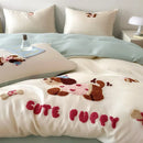 GobekUsa Cartoon Embroidery Cotton Bedding Set - Summer Cool, Skin Friendly Flat Sheet Kit