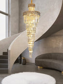 GobekUsa Crystal Chandelier Spiral Staircase Luxury Lighting