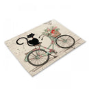 GobekUsa Black Cat Linen Placemat Set for Dining Table & Kitchen Decor