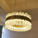 GobekUsa Gold Metal LED Chandelier: Modern Crystal Lighting for Living Room, Dining Room, Bedroom.