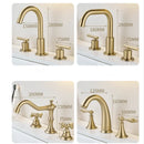 GobekUsa Brushed Gold Brass Basin Faucet | Widespread Waterfall Sink Faucet