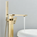 GobekUsa Brushed Gold Tub Shower Faucet Floor Mounted Waterfall Mixer Tap