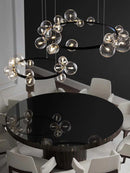 GobekUsa Black Postmodern Bubble Glass Chandelier with Multi Clear Balls