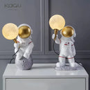 GobekUsa Astronaut Moon Planet Table Lamp Night Light Bedroom Decor Spaceman Theme