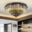 GobekUsa Crystal LED Chandelier: Modern Smoky Gray Clear Cristal Lighting for Big Living Room