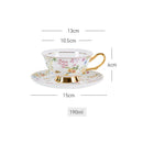 GobekUsa Gold Flowers Pattern Ceramic Cup & Saucer Set for Elegant Dining Experience