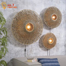 GobekUsa Bamboo Weaving Wall Lamp LED E27 Zen Art Decor for Study Tea Living Room