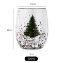 GobekUsa Double Wall Glass Mug - Festive Heat-Resistant Cup for Coffee or Water