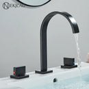 GobekUsa Crystal Handle Gold Bathroom Basin Faucet Three Hole Mixer for Bathtub