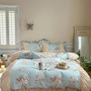GobekUsa Korean Princess Style Floral Cotton Bedding Set with Ruffles