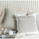GobekUsa Cappuccino Tone Geometry Embroidery Luxury Pillowcase 45x45cm Cream Khaki Gray