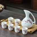 GobekUsa Ceramic Wine Set Dispenser Antique Pot Liquor Cup Warming Container
