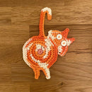 GobekUsa Cat Butt Coasters: Handmade Funny Kitties Cup Mat - Set of 4