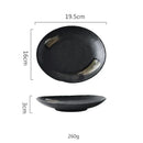 GobekUsa Black Ceramic Sushi Plate and Rice Bowl Set