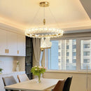 GobekUsa Crystal Ring LED Chandelier: Modern Luxury Pendant Lamp for Home Decor