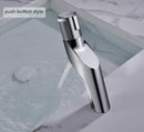 GobekUsa Gold Basin Faucet: Single Handle Push-Button Mixer Tap for Bathroom, Brass Material