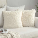 GobekUsa Cozy Plush Fur Cushion Cover 43x43cm White Grey Sofa Decor Pillowcase