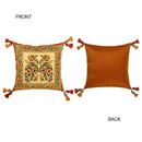 GobekUsa Gobelin Tapestry Style Reversible Cushion Cover with Tassels and Retro Birds Floral Decor