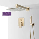 GobekUsa Brushed Gold Shower Faucet Set 2/3 Way Rainfall Bathtub Mixer Wall Mounted Box