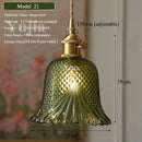 Nordic Green Glass Pendant Light With Brass Accents