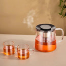 GobekUsa Glass Flower Teapot - High Borosilicate Glass Tea/Coffee Set